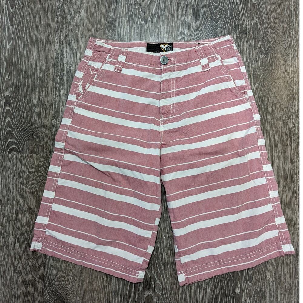 Black Jack Boys Red/White Striped Board Shorts Size 14